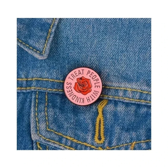 Treat People With Kindness Pink Enamel Pin Motivational Quote Accessory New - Picture 2 of 12